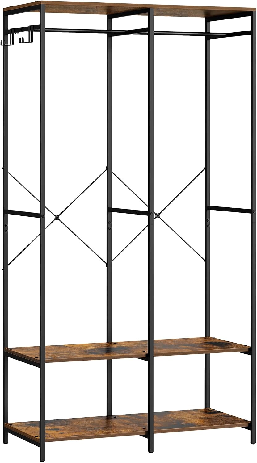 Detalle de SONGMICS BLOCHIC RGR004B01 Clothes Rail with Shelves, X-Bar Support
