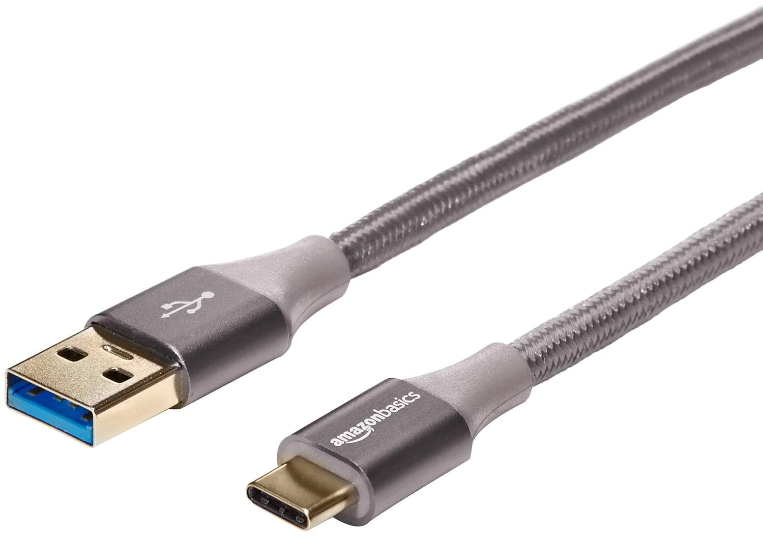 Detalle de Amazon Basics USB-C zu USB-A 3.1 Gen 1 Schnellladekabel, 3 m, geflochtenes Nylon, Dunkelgrau
