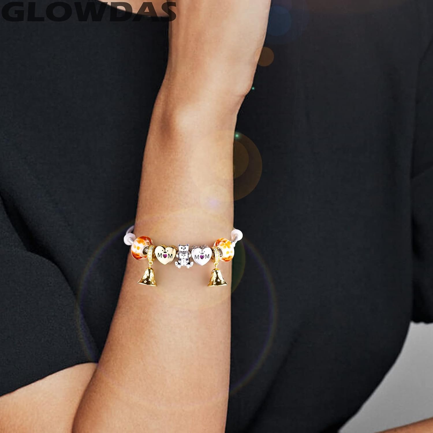 Detalle de GLOWDAS Mothers Day Series Charms – 925 Sterling Silver Mummy Charm for Bracelets