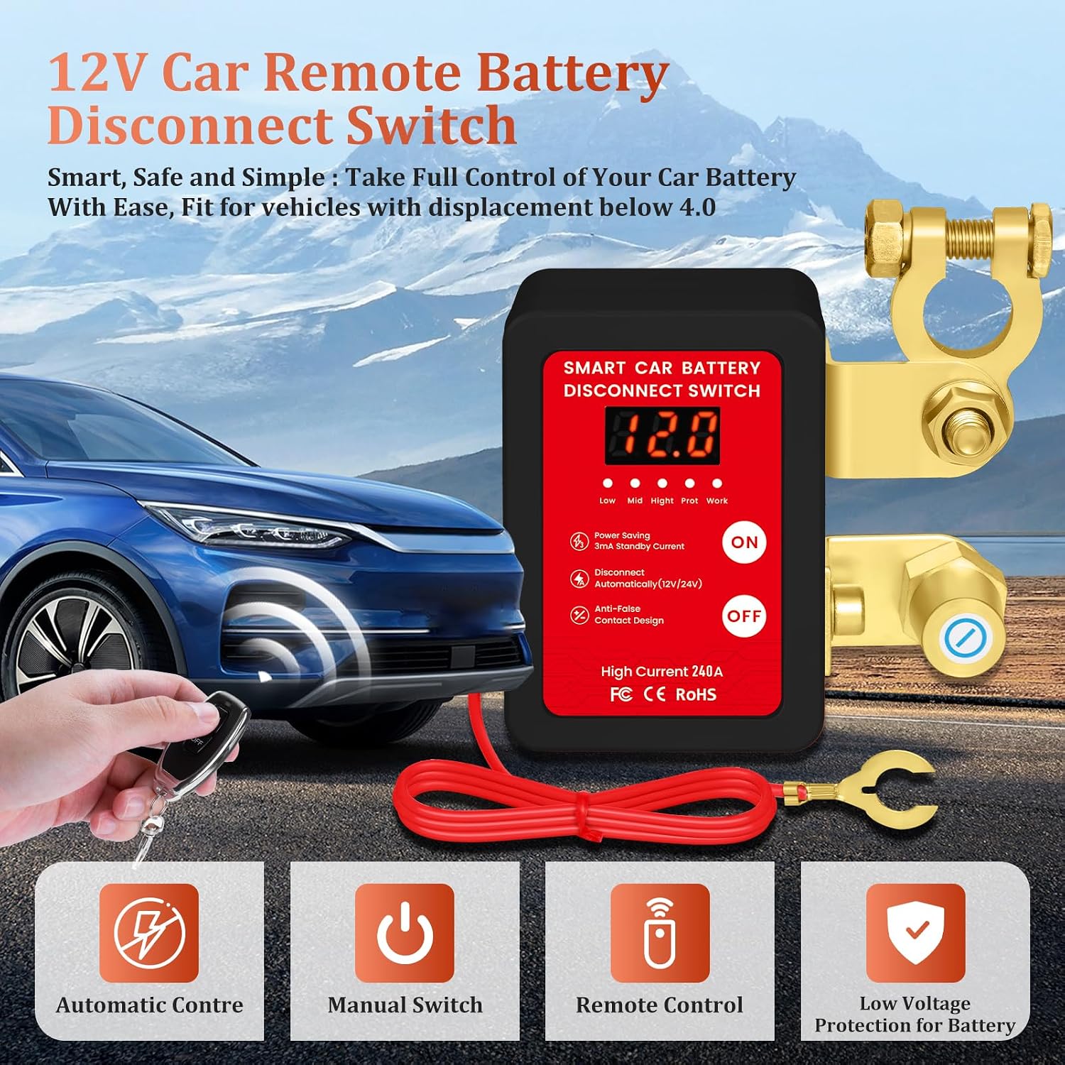 Detalle 2 de Desconectador de Batería 12V 240A para coche