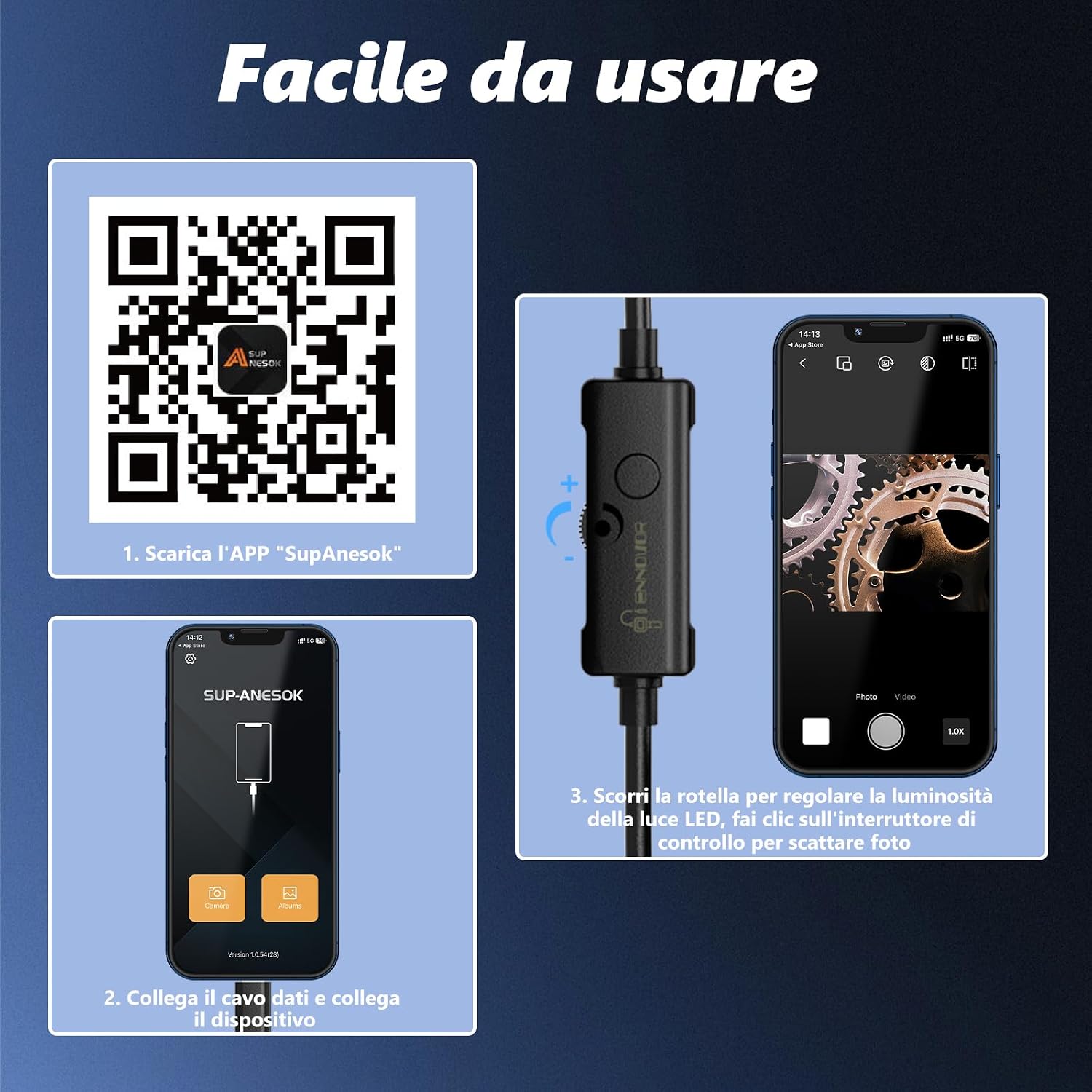 Thumbnail 6 de ENNOVOR 1920P Endoscopio per smartphone 5 m
