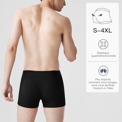 Detalle de Fullluwaa Boxer Homme Coton Lot de 10 - 2XL, Noir, Ceinture Élastique, Doux, logotype réfléchissant