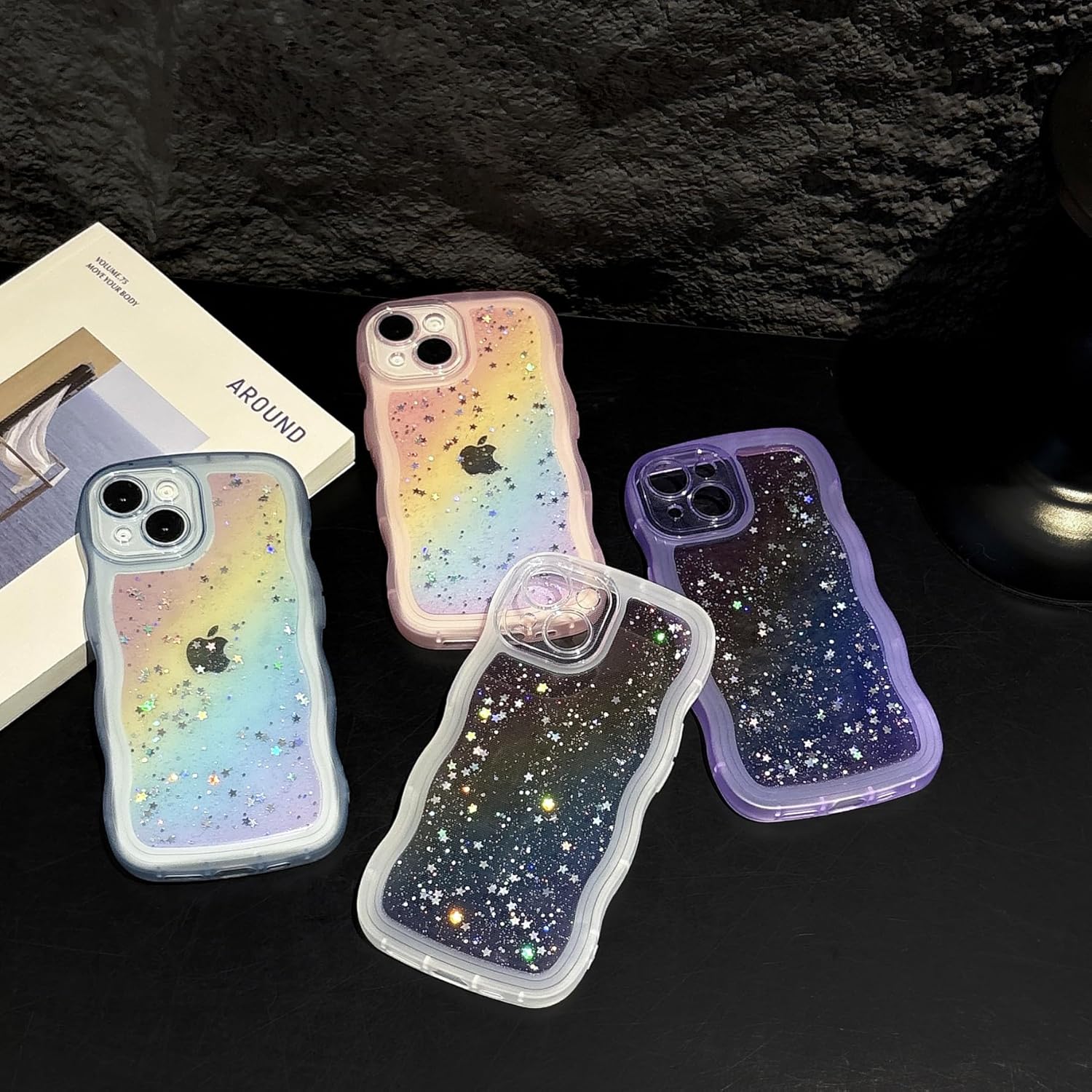 Thumbnail 6 de ZTOFERA Handyhülle für iPhone 14 Plus (6,7") mit irisierendem Wellenrahmen und Sternen-Design