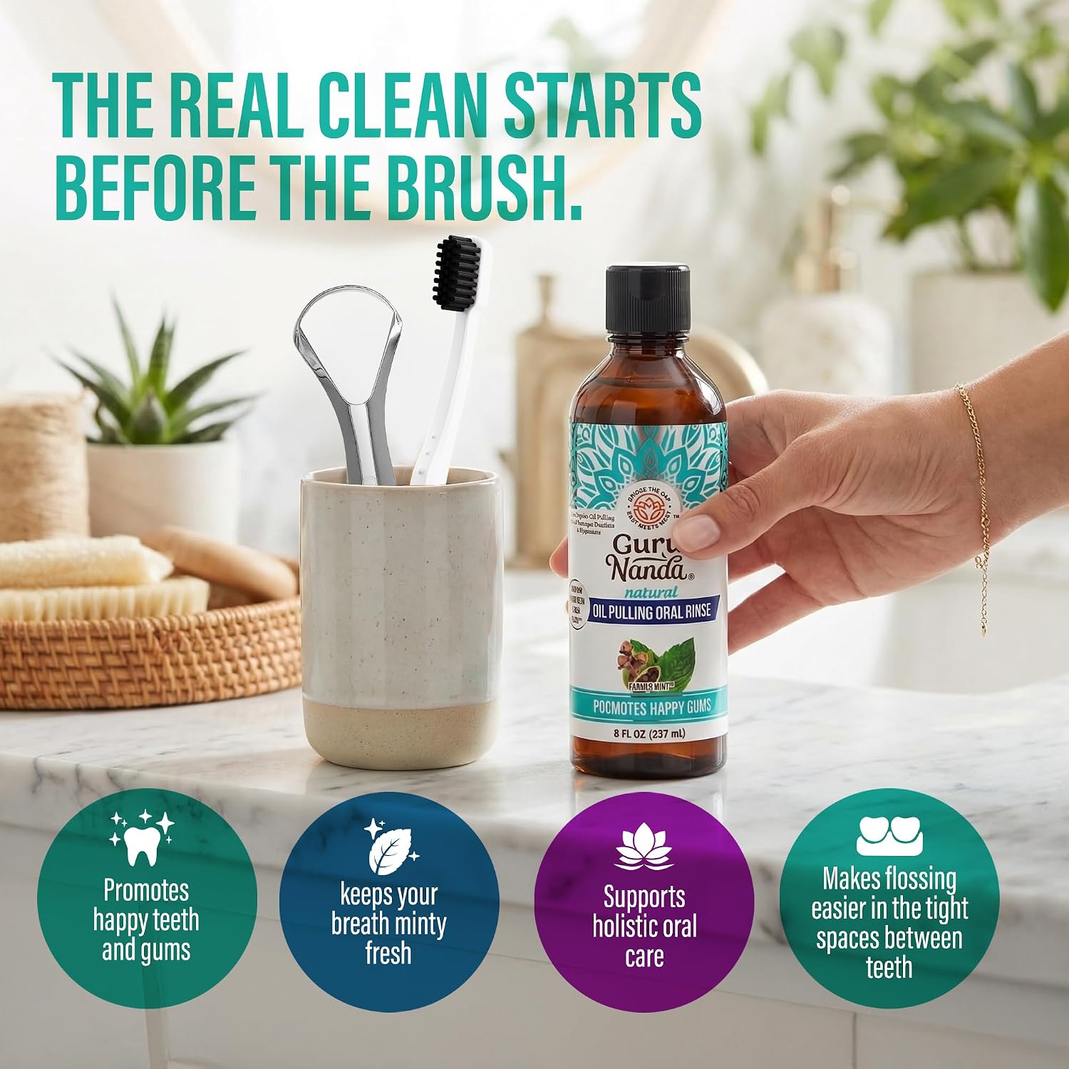 Thumbnail 6 de GuruNanda CocoMint Oil Pulling Mouthwash 8 oz 🦷