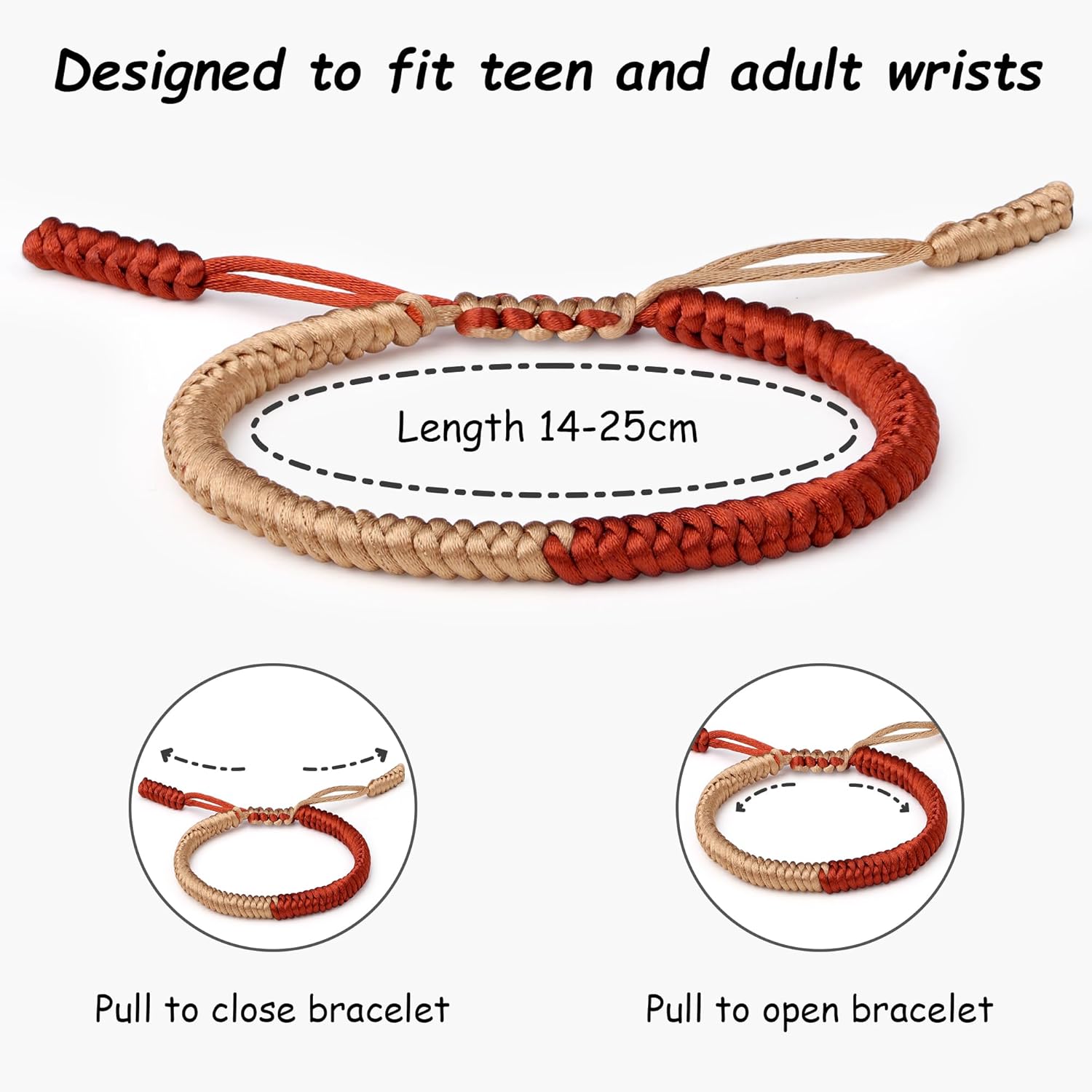 Thumbnail 1 de XIANNVXI Herrenarmband mit geflochtenem Segeltau – verstellbares Tibetisches Glücksarmband (Knoten Vajra) in Beige/Orange