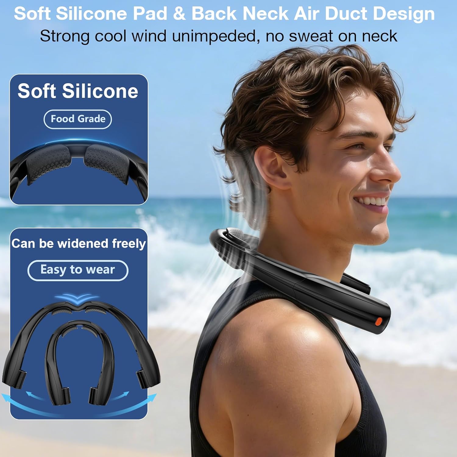 Thumbnail 4 de Elrerue Portable Neck Fan with AI 360° Airflow – Hands-Free Cooling