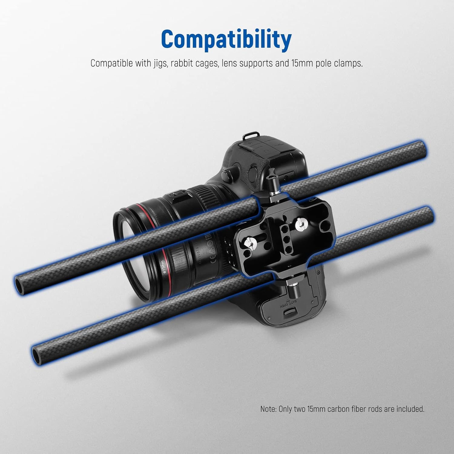 Thumbnail 4 de NEEWER 15mm Carbon Fibre Extension Rods (12in/30cm) – 2-Pack, 15mm Rail System, Compatible with SmallRig/Tilta
