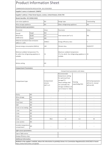 Thumbnail 9 de COMFEE' 99L Chest Freezer RCC102BL2UK(E) – Convertible fridge or freezer in one