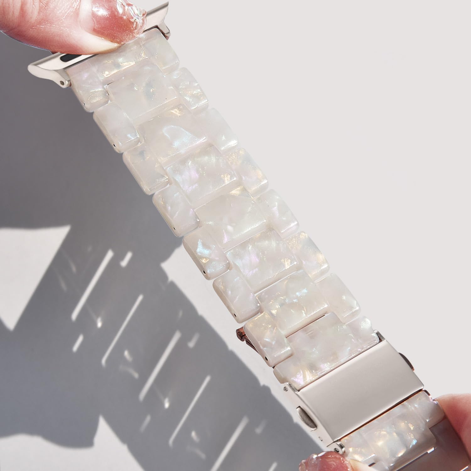 Thumbnail 5 de V.R.HOPE Modern Resin Strap for Apple Watch (40–42mm, 38–41mm) – Fluorescent White / Starlight
