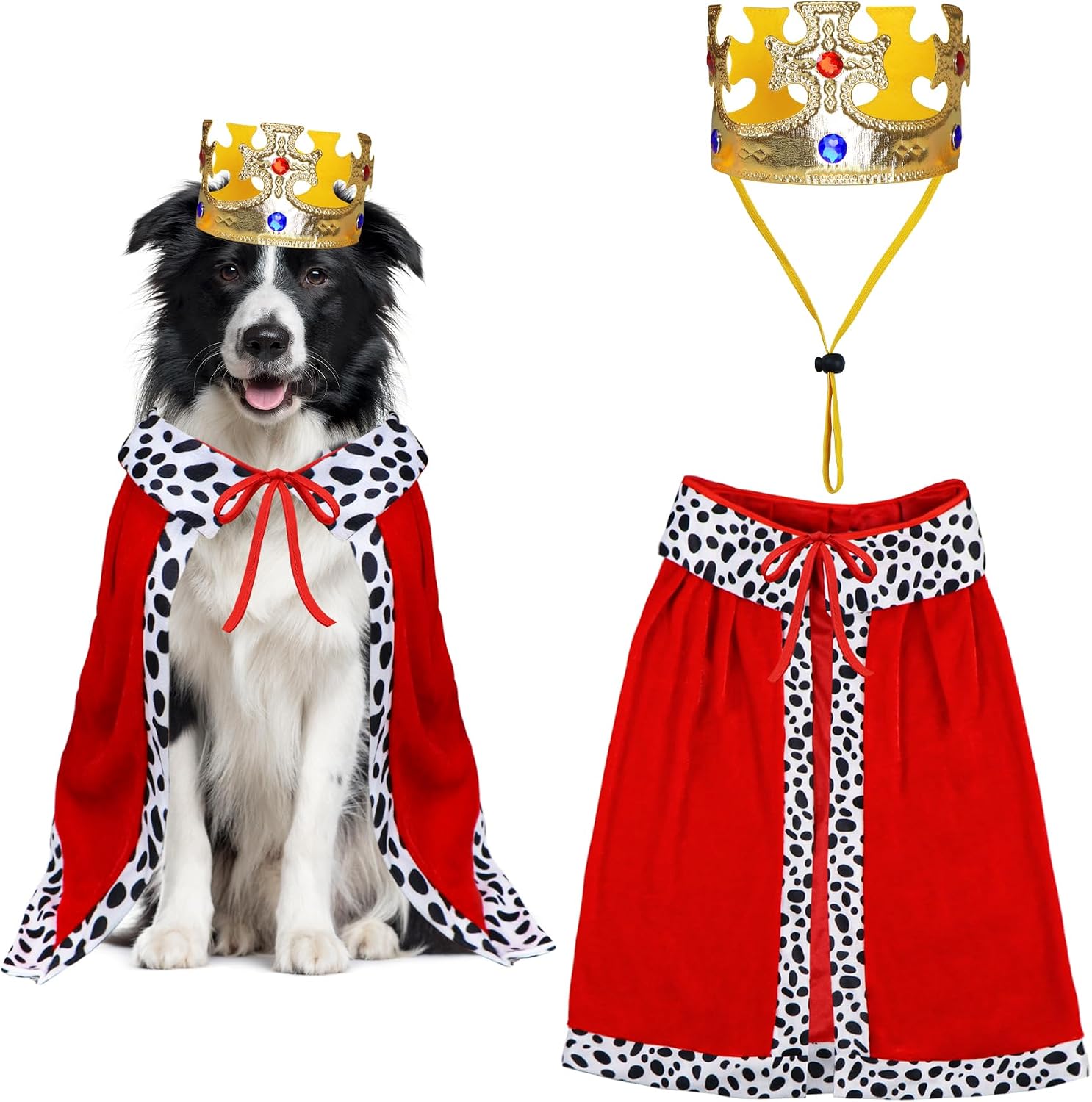 Thumbnail 6 de PAYHTOW Dog King Costume, Large Polyester Cloak and Crown Set