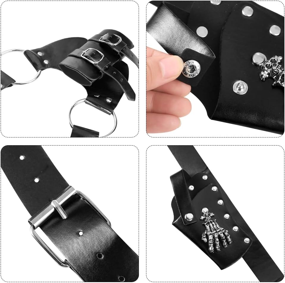 Detalle de Medieval Leather Belt Sword Frog Holster – Adjustable Shoulder Strap for Swords and Daggers