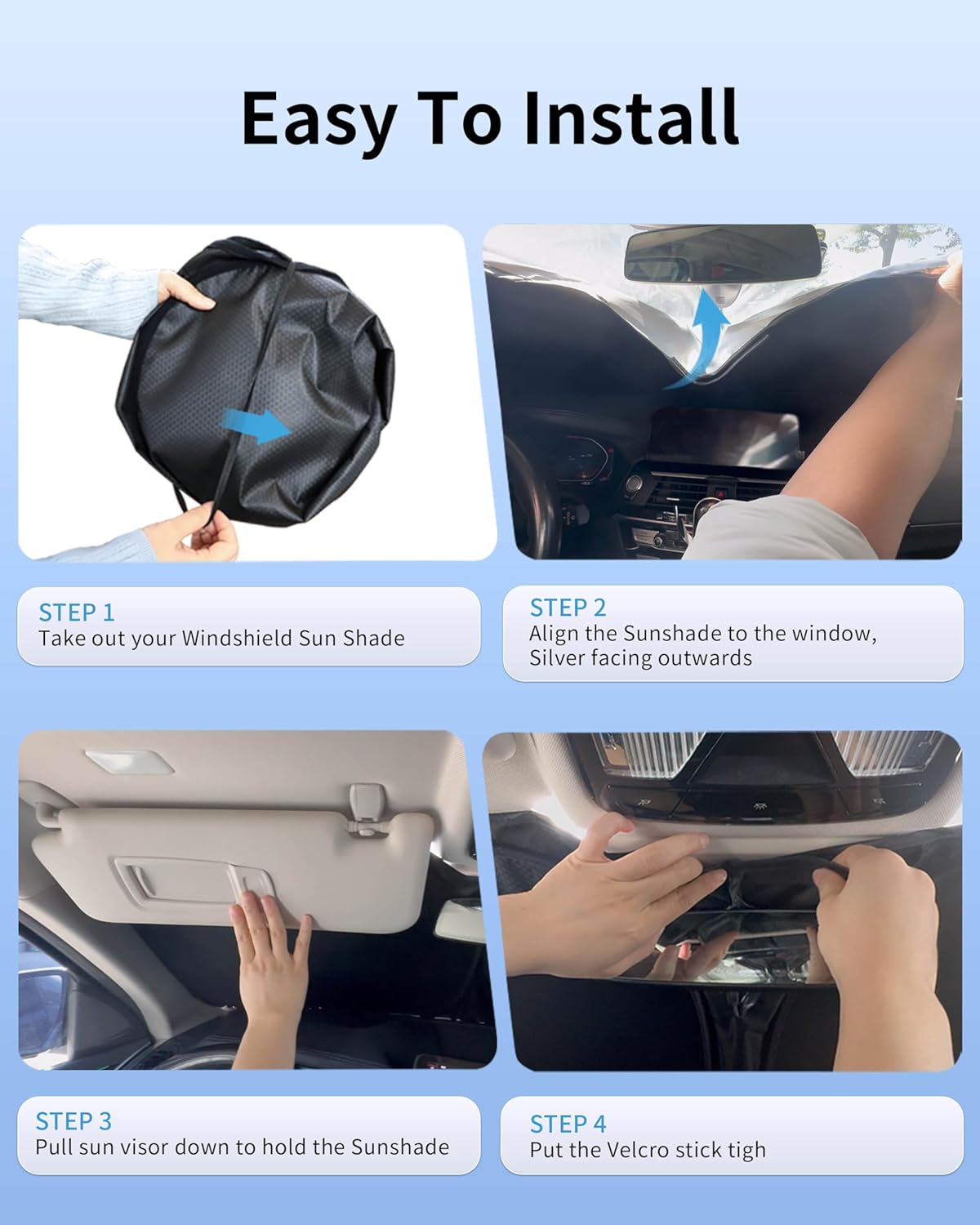 Detalle de F150 Custom Windshield Sun Shade for 2015–2026 F-150 (Foldable, UV Blocking, No-Gap Fit)