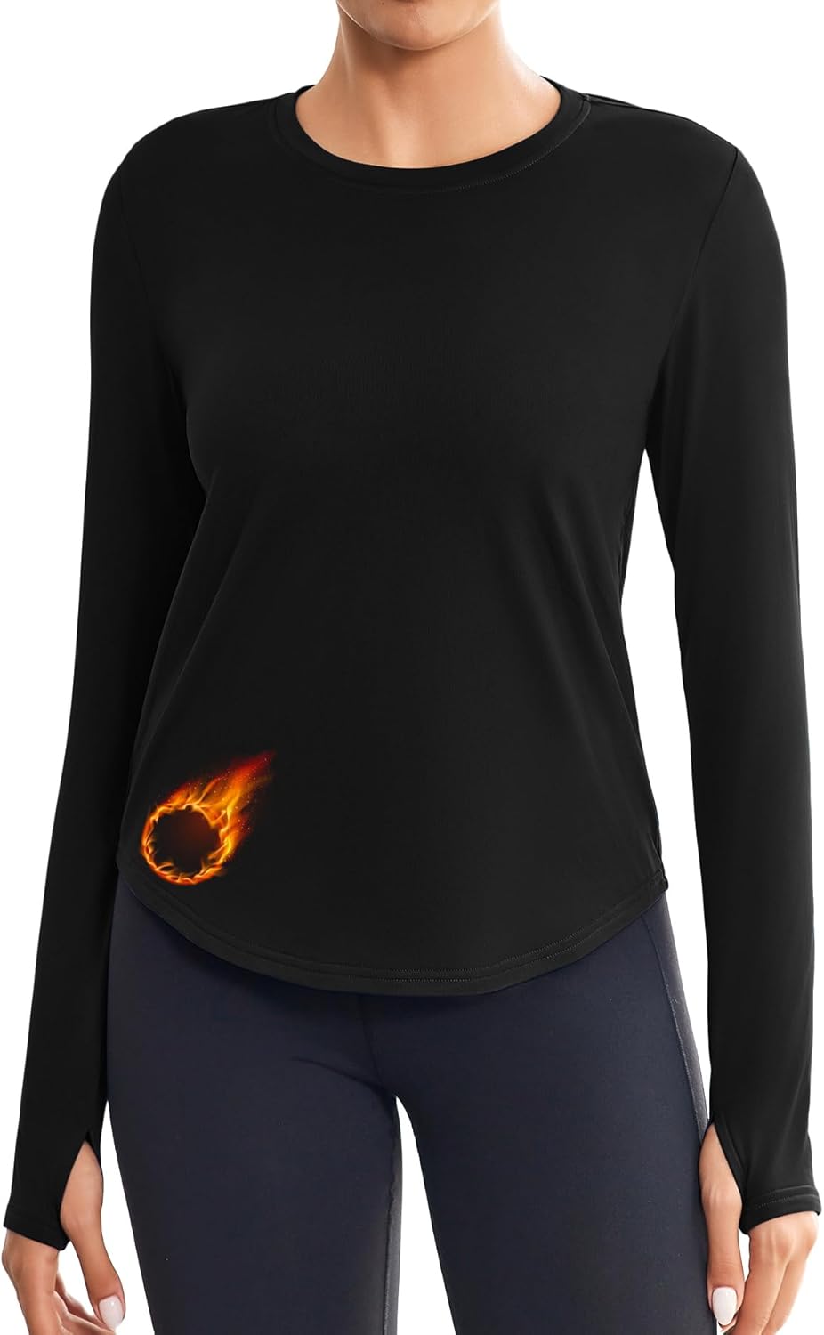 Thumbnail 5 de PINSPARK Maglietta Sportiva da Donna in Micropile con Fori per i Pollici – Cortesia invernale per Yoga, Sci e Fitness