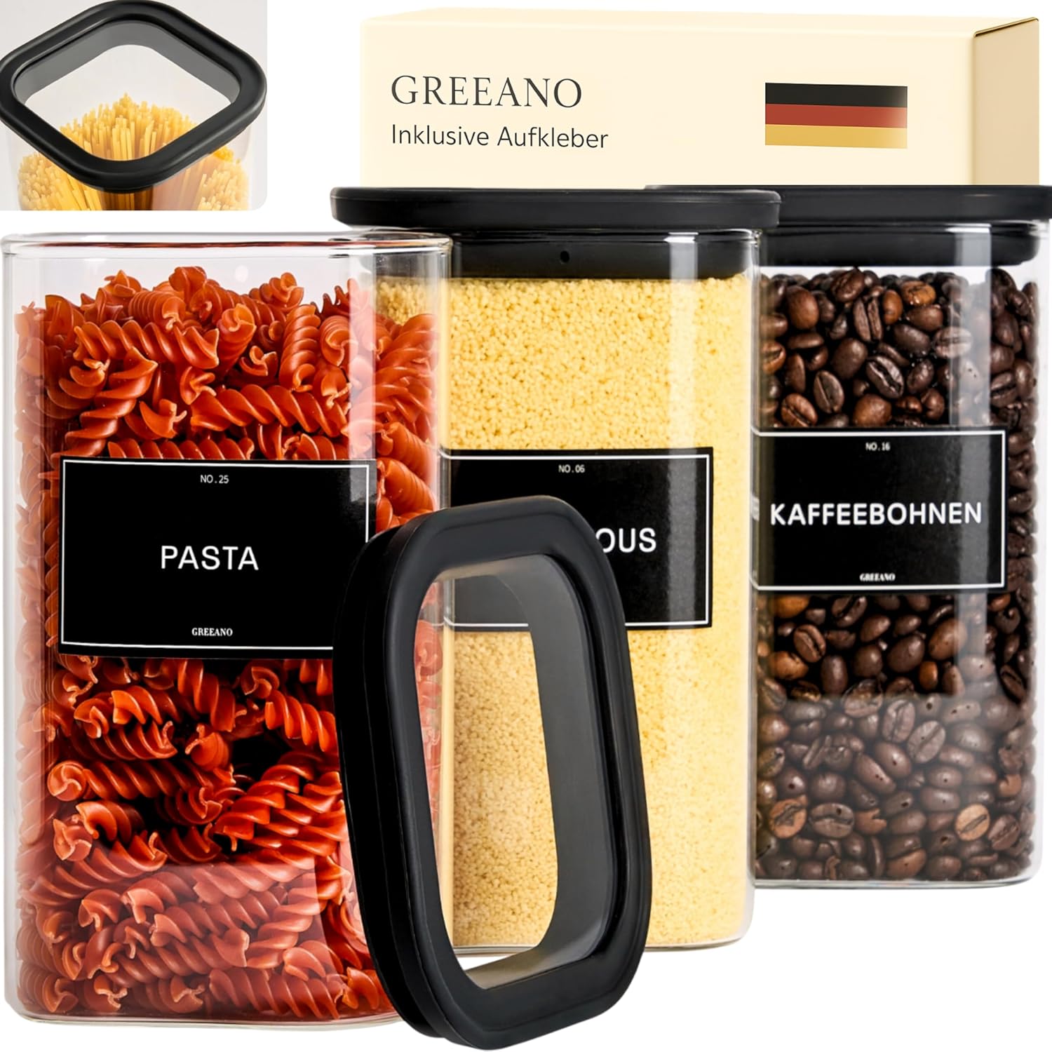 Detalle de Greeano Vorratsgläser 1200ml 🧂