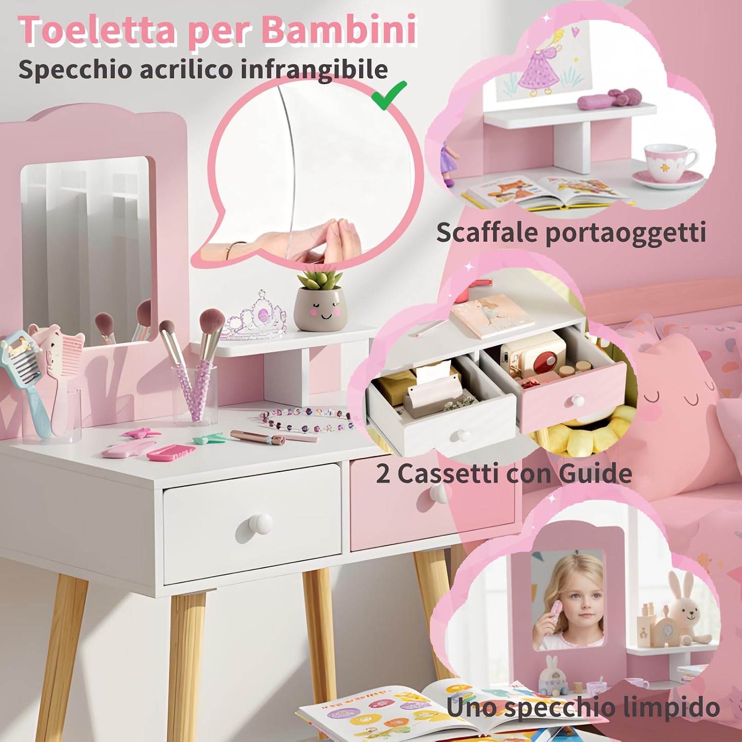 Thumbnail 2 de Clevich 2 in 1 Toeletta Trucco Bambina Rosa