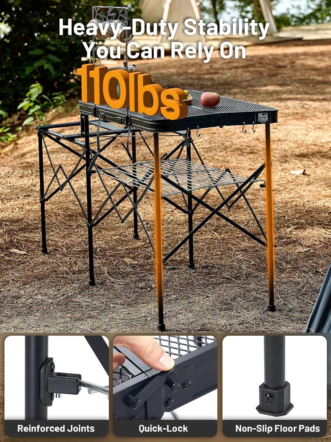 Detalle de Timber Ridge Folding Camp Kitchen Table 56.3-Inch