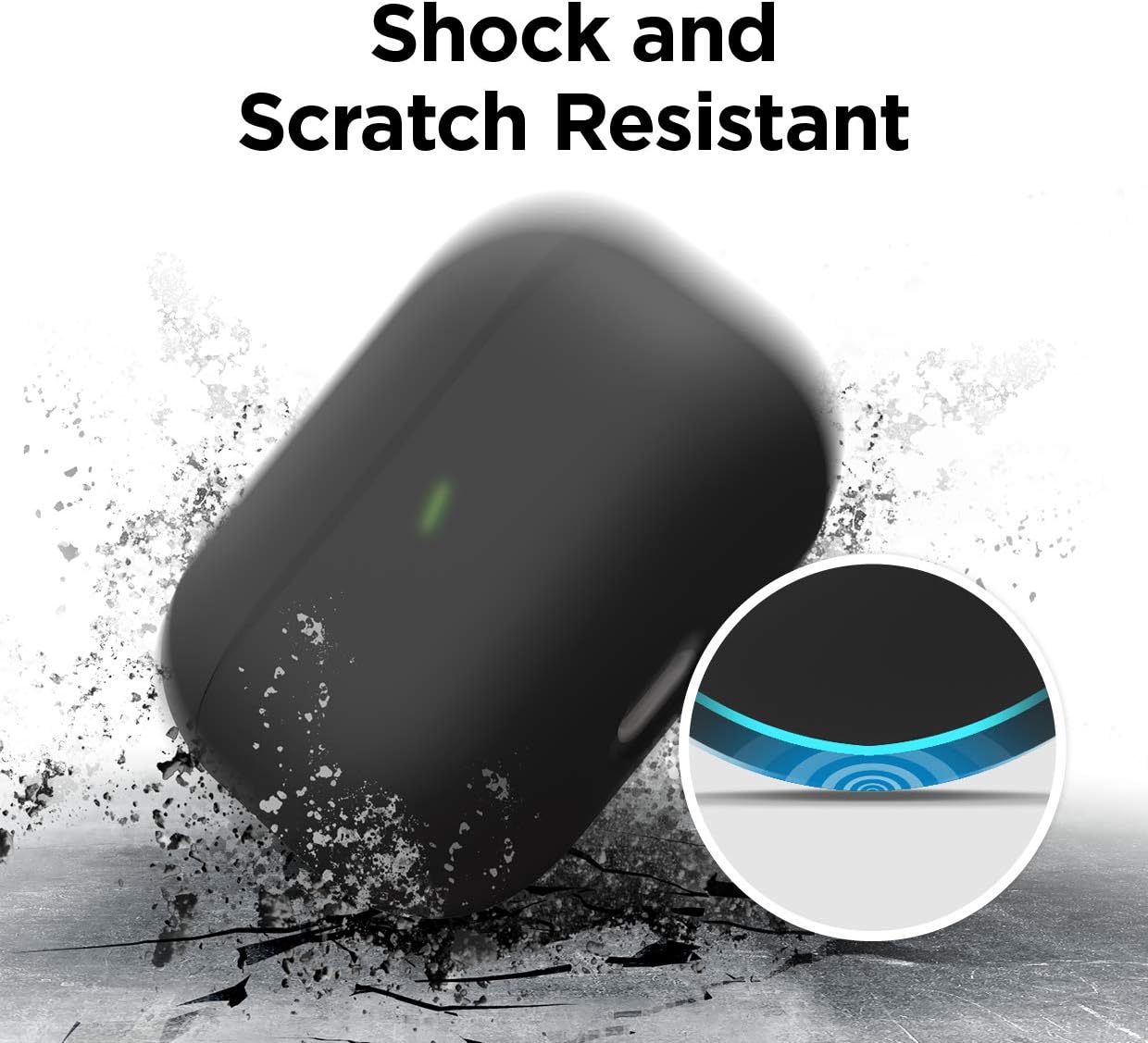 Thumbnail 2 de elago Étui Liquide Hybride pour AirPods Pro (noir) – coque triple couche avec silicone, finition mate et LED visible