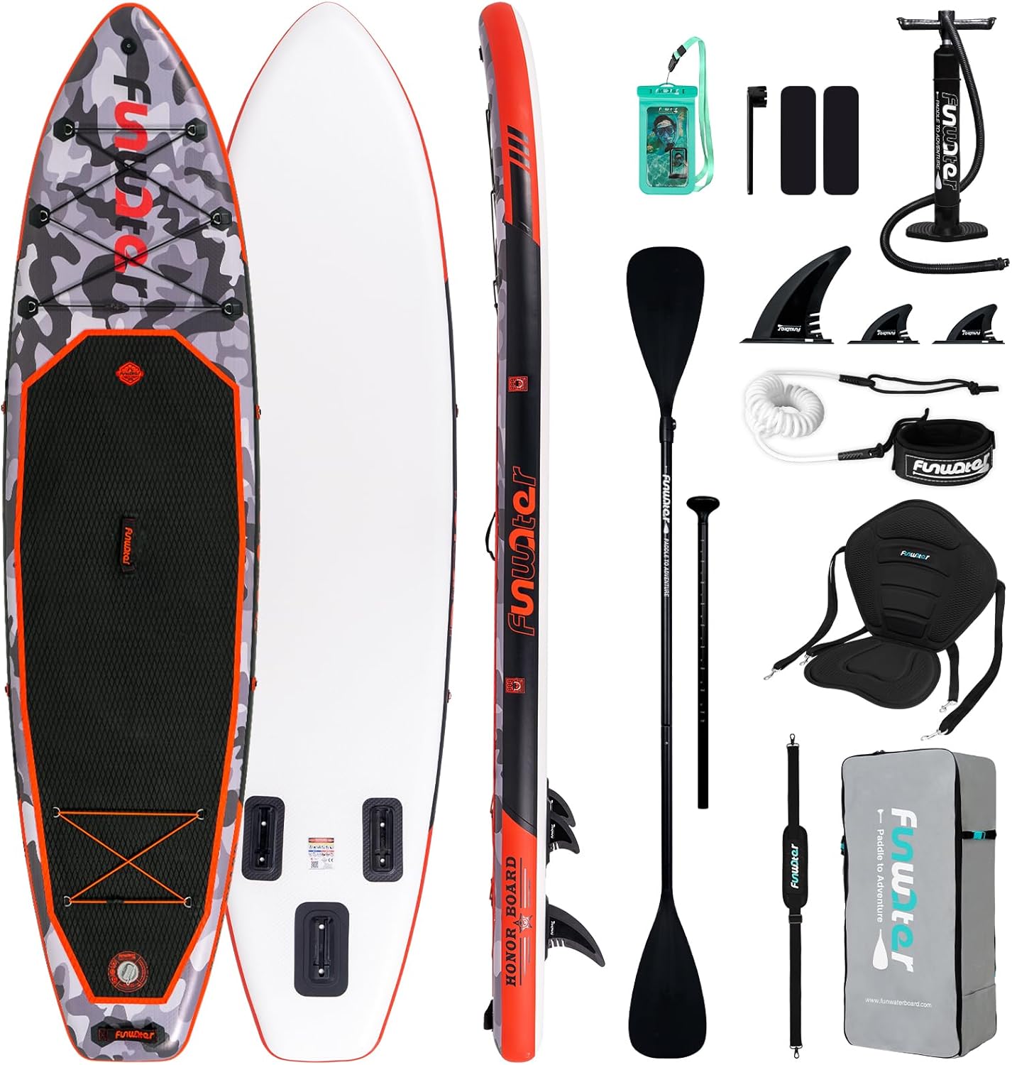 Detalle de FunWater Sup Gonfiabile Portatile: tavola da surf SUP completa di accessori, ideale per adulti e ragazzi