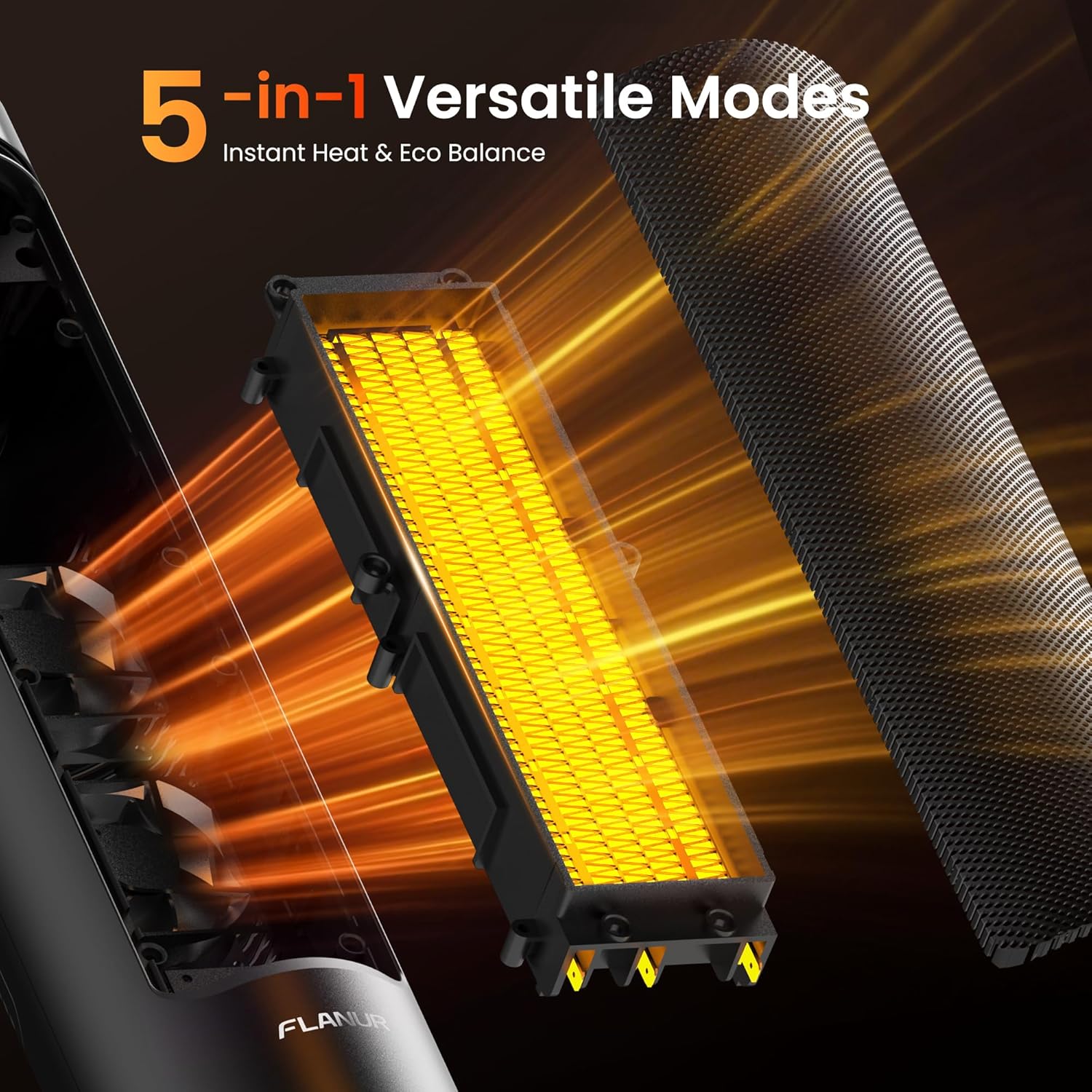 Detalle de FLANUR 2000W Electric Tower Fan Heater with Programmable Thermostat, ECO Mode & Remote