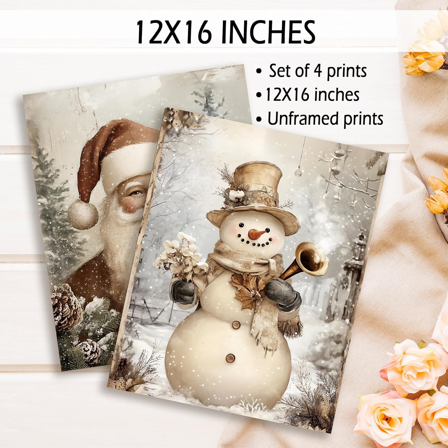 Thumbnail 6 de KSDUT Vintage Christmas Wall Art Set 12"x16" 🎨