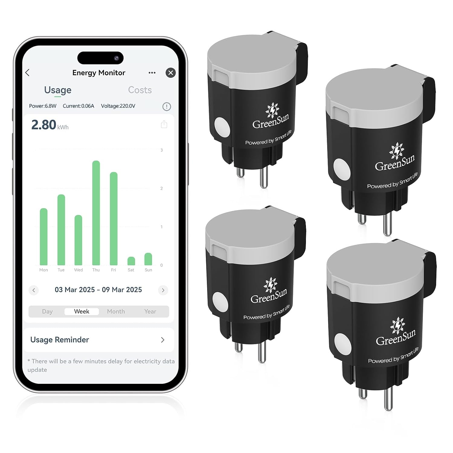 Detalle de GreenSun Prise Extérieure Connectée WiFi 16A Type E (4x) avec mesure & programmation