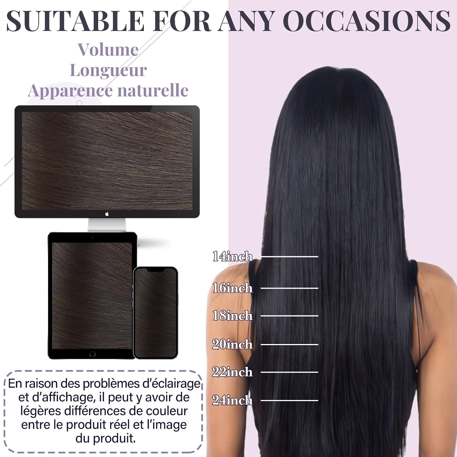 Detalle 2 de Fshine Extension Capelli Veri Genius Tessitura 45 cm – Castano Scuro, 50 g