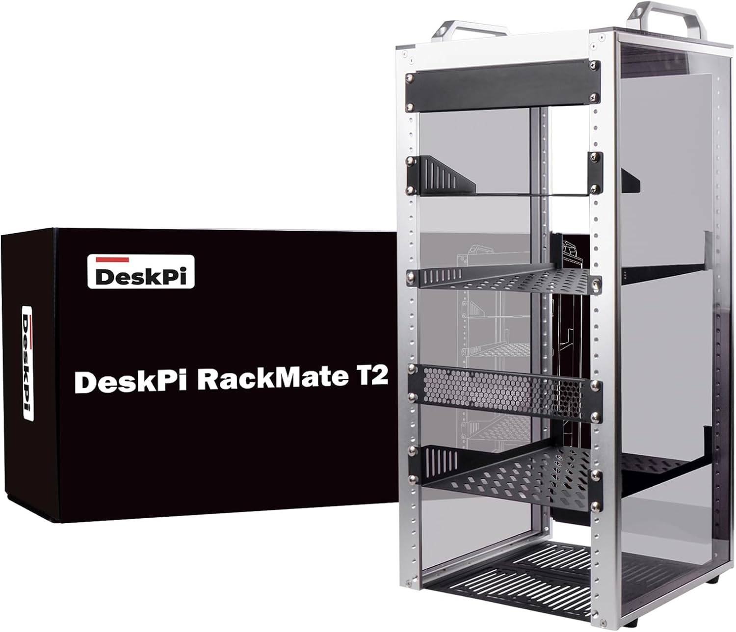 GeeekPi DeskPi RackMate T2 10-inch 12U mini server cabinet with rack shelf (10 inch AV, NAS & SBC setups)