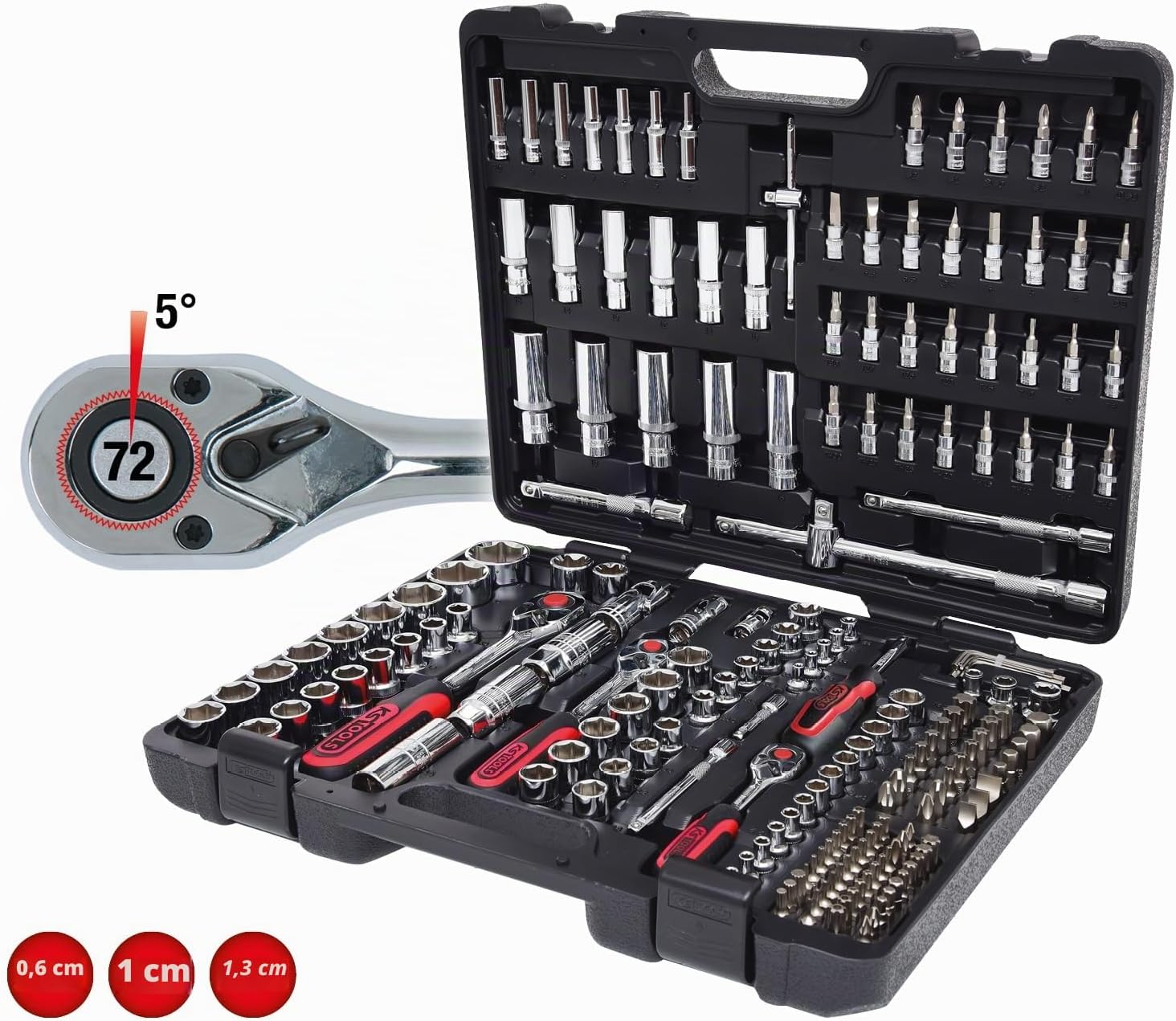 Detalle 2 de KS Tools 918.0795 CHROMEplus-dopsleutelset, 195-delig met drie ratels