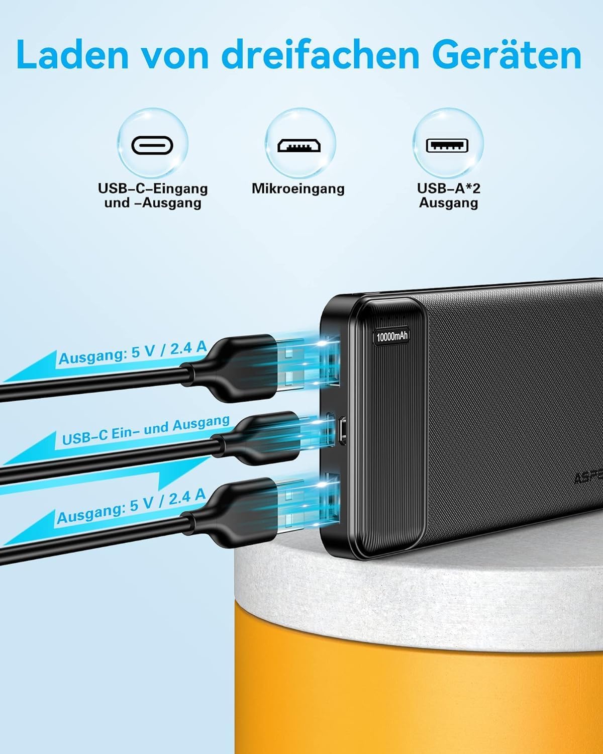 Thumbnail 3 de AsperX Power Bank 10000mAh 2 Stück