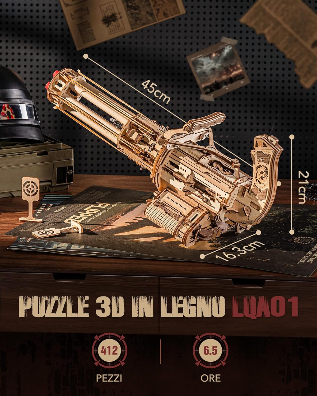 Thumbnail 4 de ROKR Puzzle 3D in Legno LQA01 – Modello rotante a 6 cilindri, 412 pezzi, senza colla né attrezzi