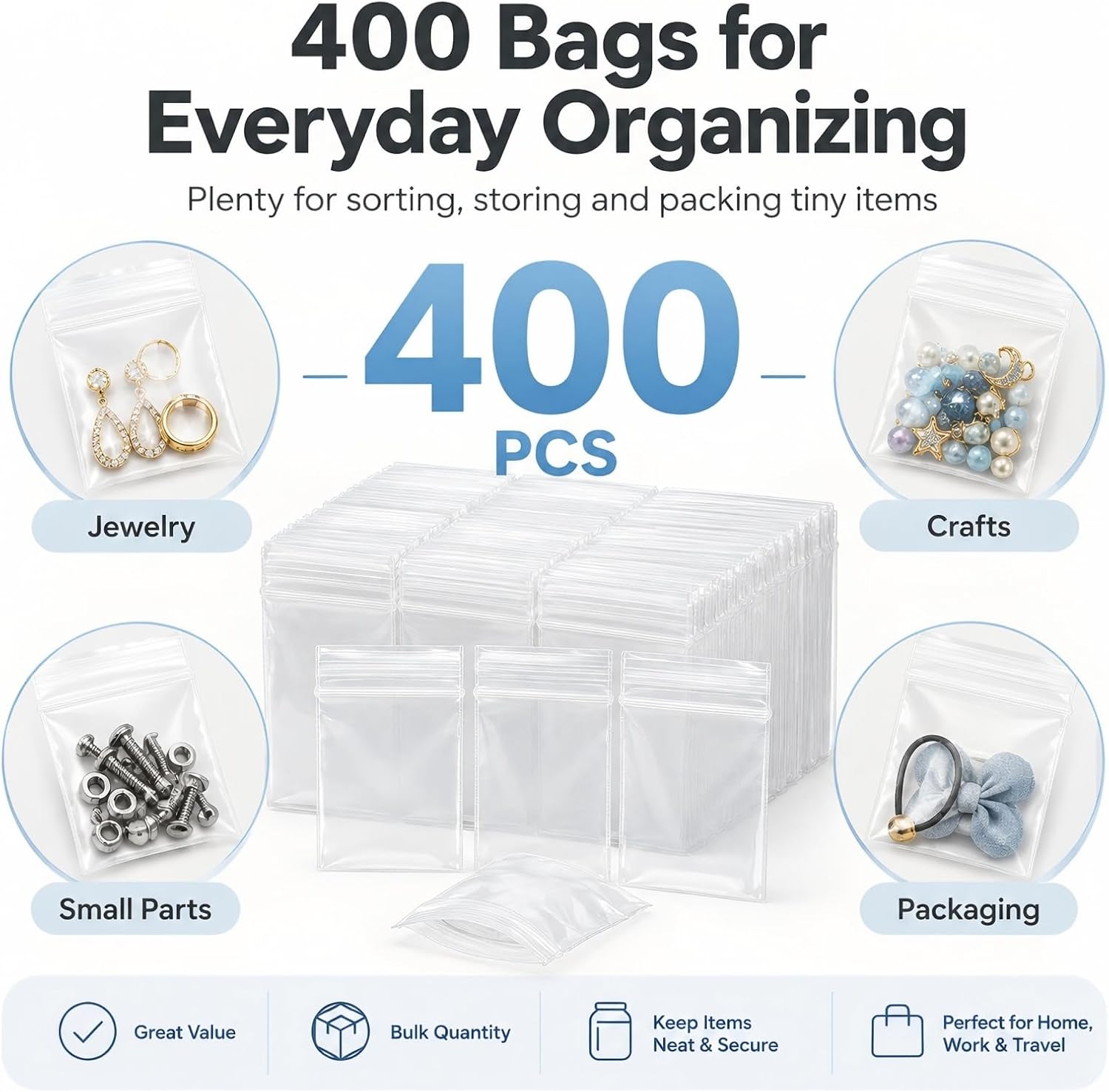 Thumbnail 2 de Bonison B-ZIPplasticbags Clear Mini Zip Bags, 1.5 x 2 Inch, 2 Mil