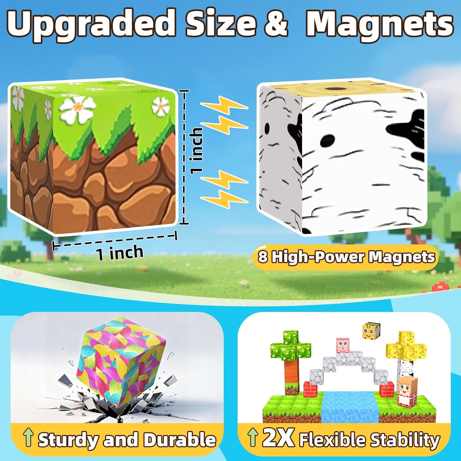 Thumbnail 1 de EchoPlan 200PCS Magnetic Blocks (1-inch) STEM magnetic cube building set for kids ages 3+