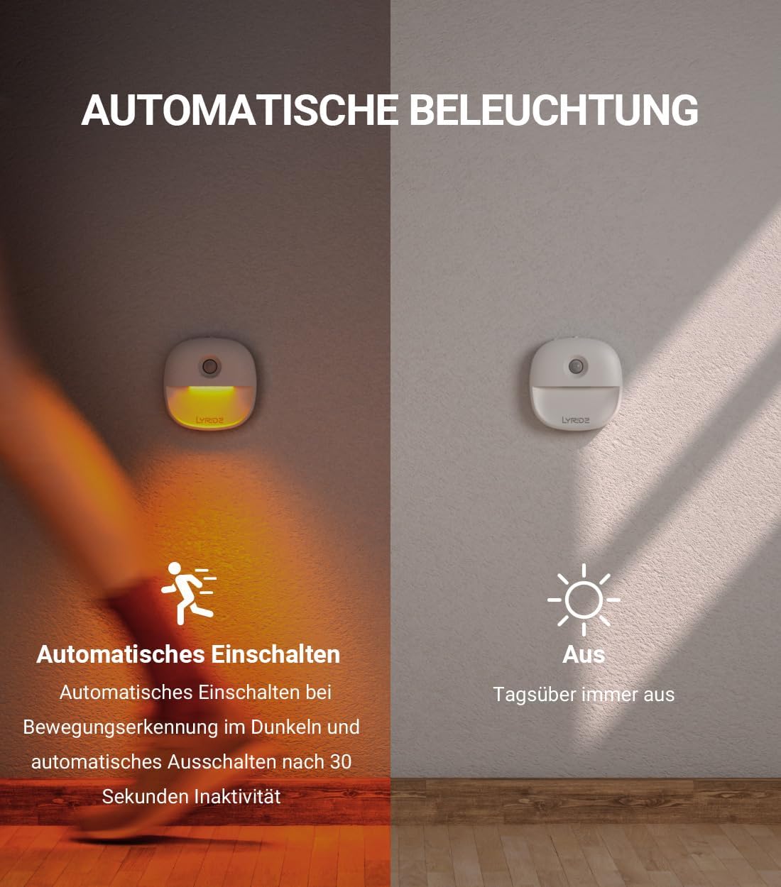 Detalle 2 de Lyridz Nachtlicht Bewegungsmelder 500 mAh
