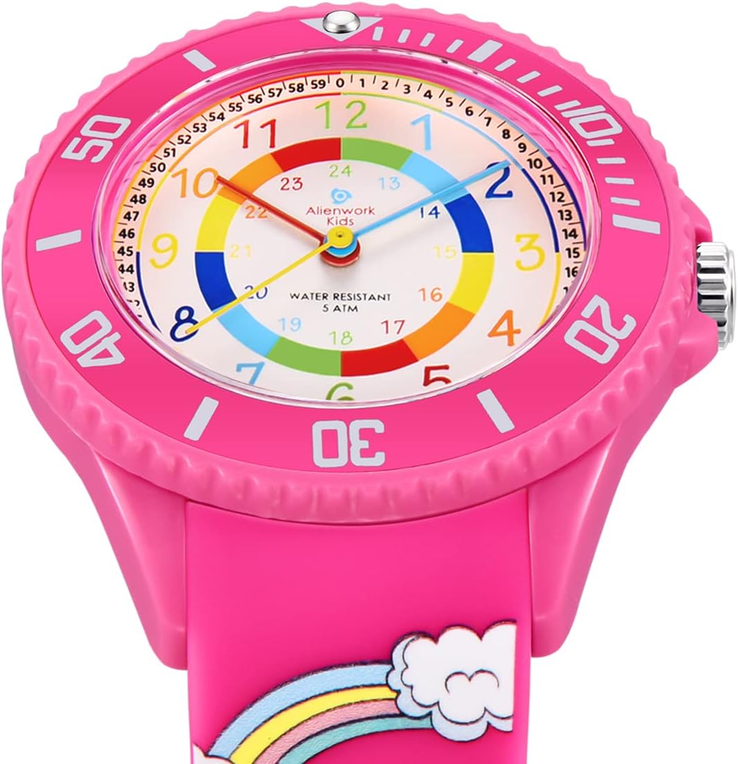 Thumbnail 1 de Alienwork Kids Montre pédagogique pour apprendre l’heure (5 ATM) – garçon & fille