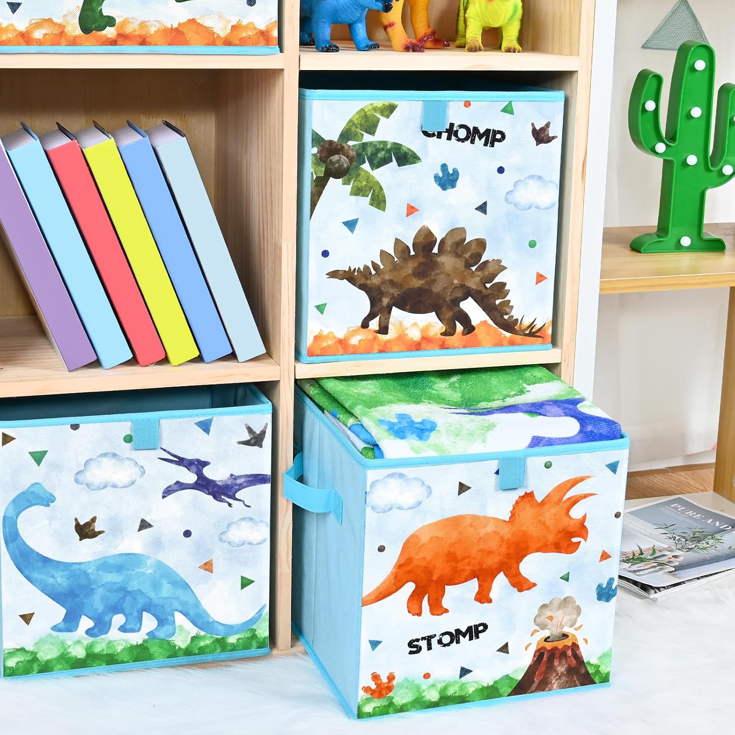 Thumbnail 6 de WERNNSAI Cube Storage Bins - 4-Pack Dinosaur Fabric Foldable Organisers, 28 cm