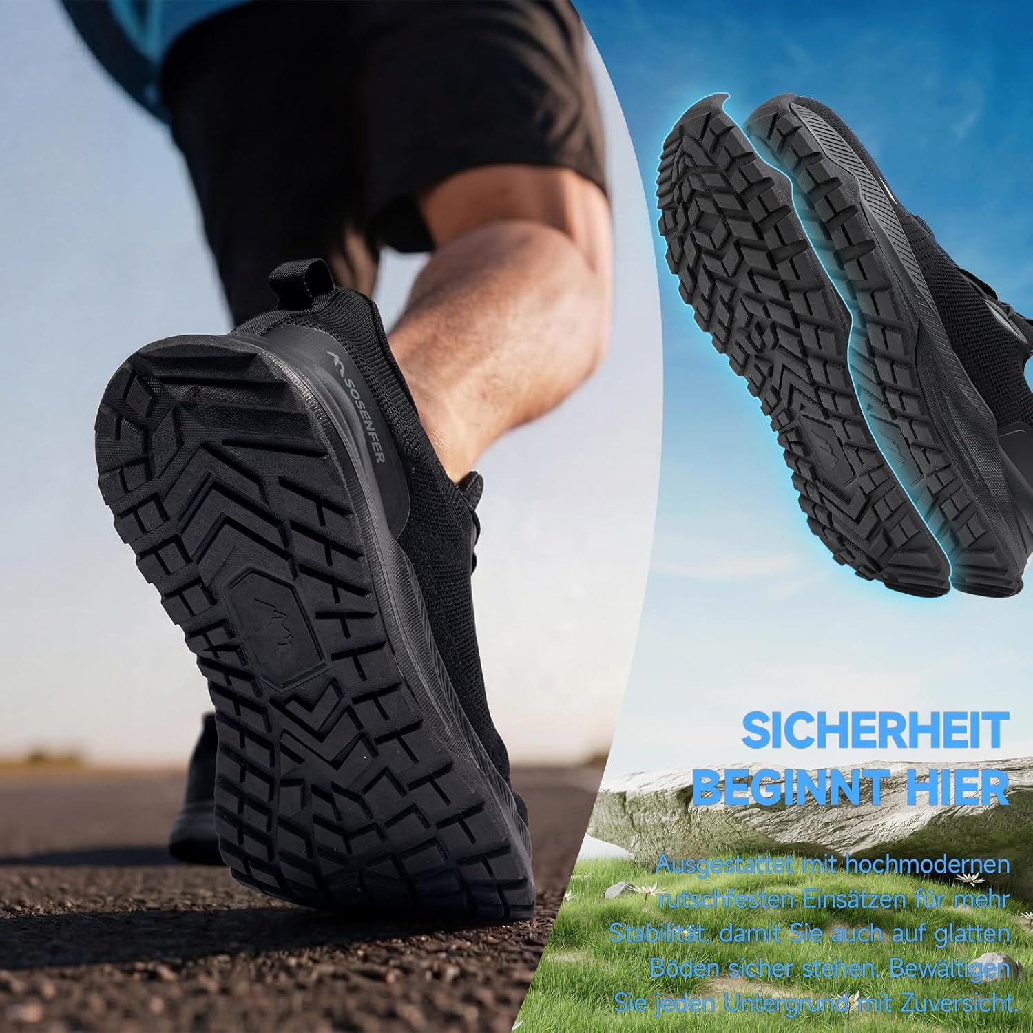 Thumbnail 1 de Sosenfer Slip-on Sneakers Herren – Breite Füße, atmungsaktives Obermaterial, rutschfeste Sohle