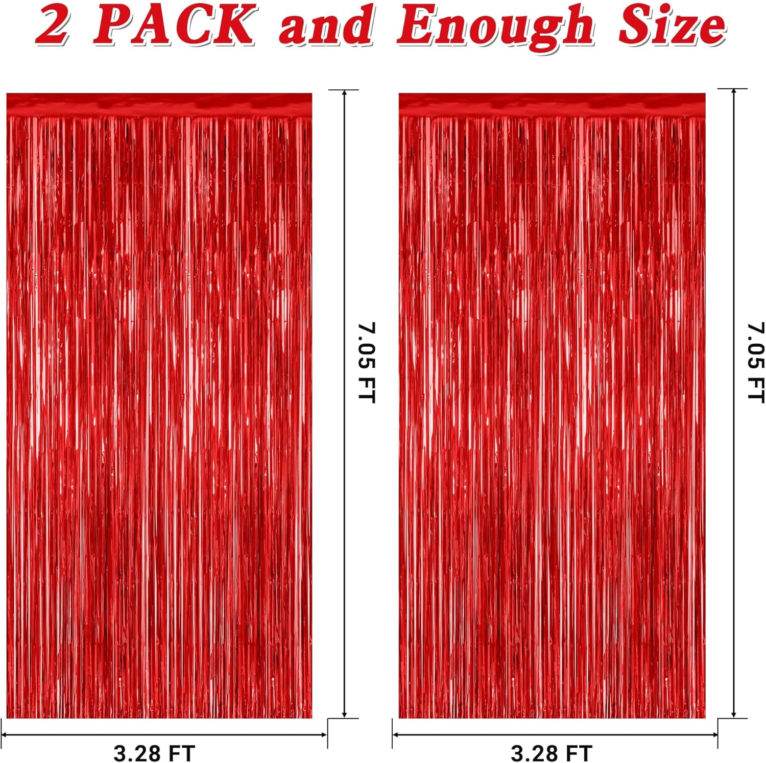 Thumbnail 1 de 2 Pack Red Tinsel Backdrop (3.28 ft x 7.05 ft) – Fringe Curtains for Valentine’s Day, Weddings, and More
