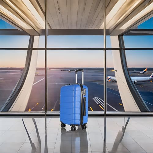 Thumbnail 1 de T-LOVENDO.ES Maleta de cabina para equipaje de mano con 4 ruedas y candado de combinación (55x40x20) azul claro