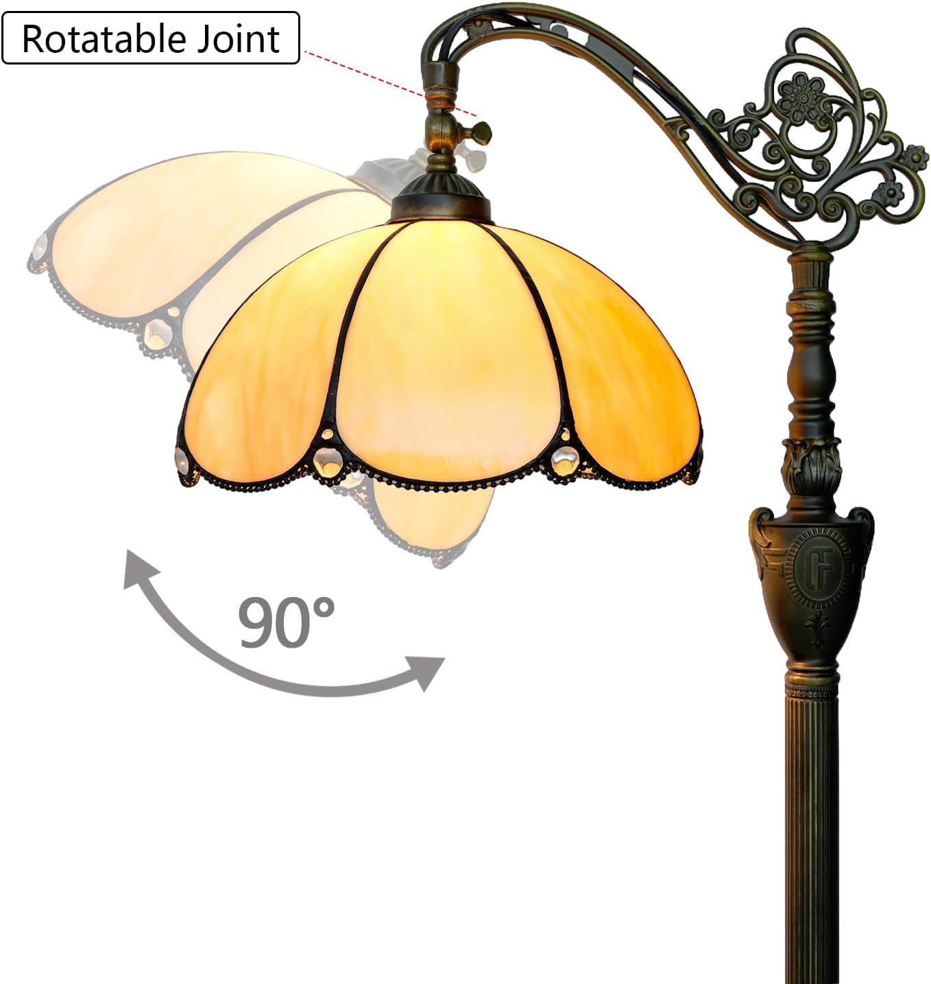 Thumbnail 3 de Blivuself Tiffany Floor Lamp with Angle Adjustable Stained Glass Lampshade