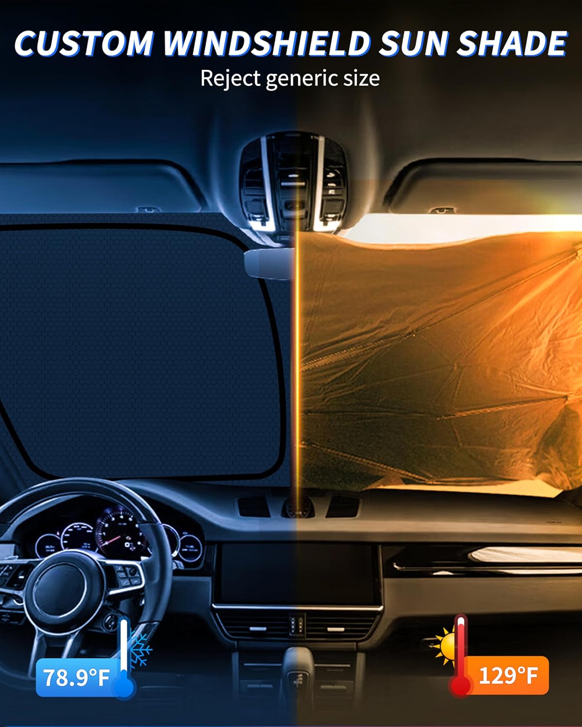 Detalle de F150 Custom Windshield Sun Shade for 2015–2026 F-150 (Foldable, UV Blocking, No-Gap Fit)