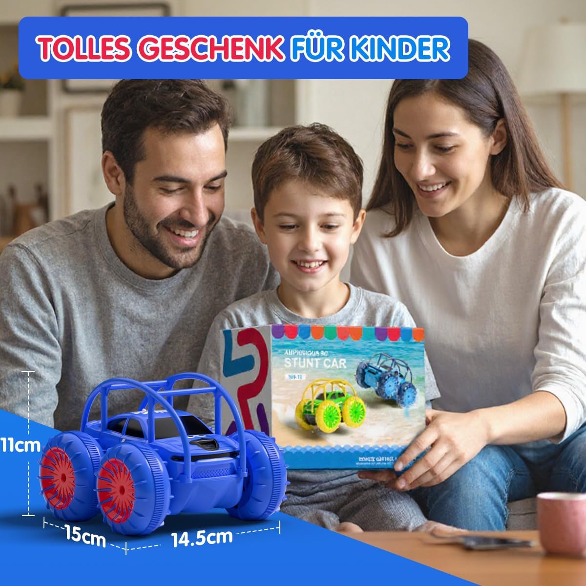 Detalle de ifollower Ferngesteuertes 4WD Amphibien-Monstertruck-Auto mit LED, 2,4GHz & 360° Drehung