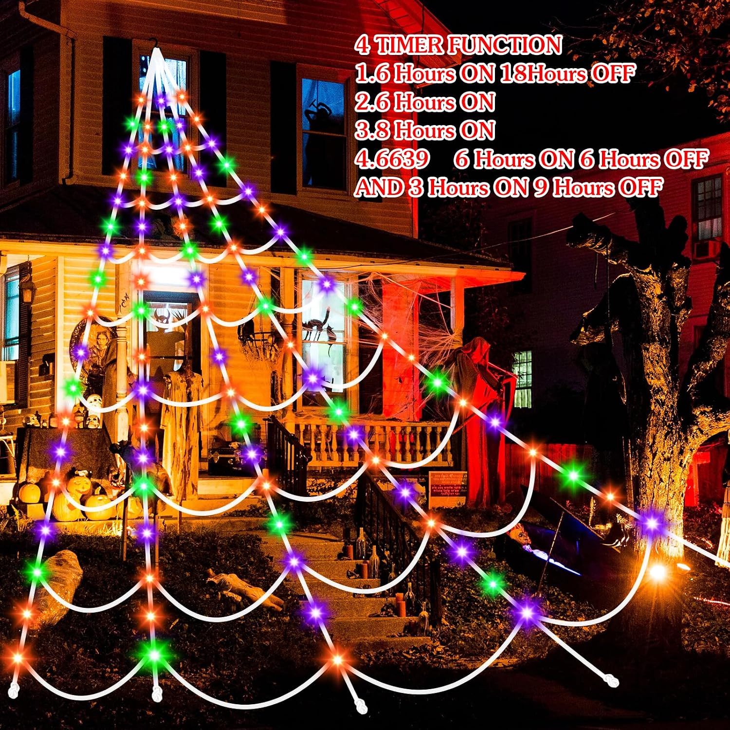 Thumbnail 6 de Aitbay 241 Lighted Spider Web, 17.4-Foot Display with 150 LEDs