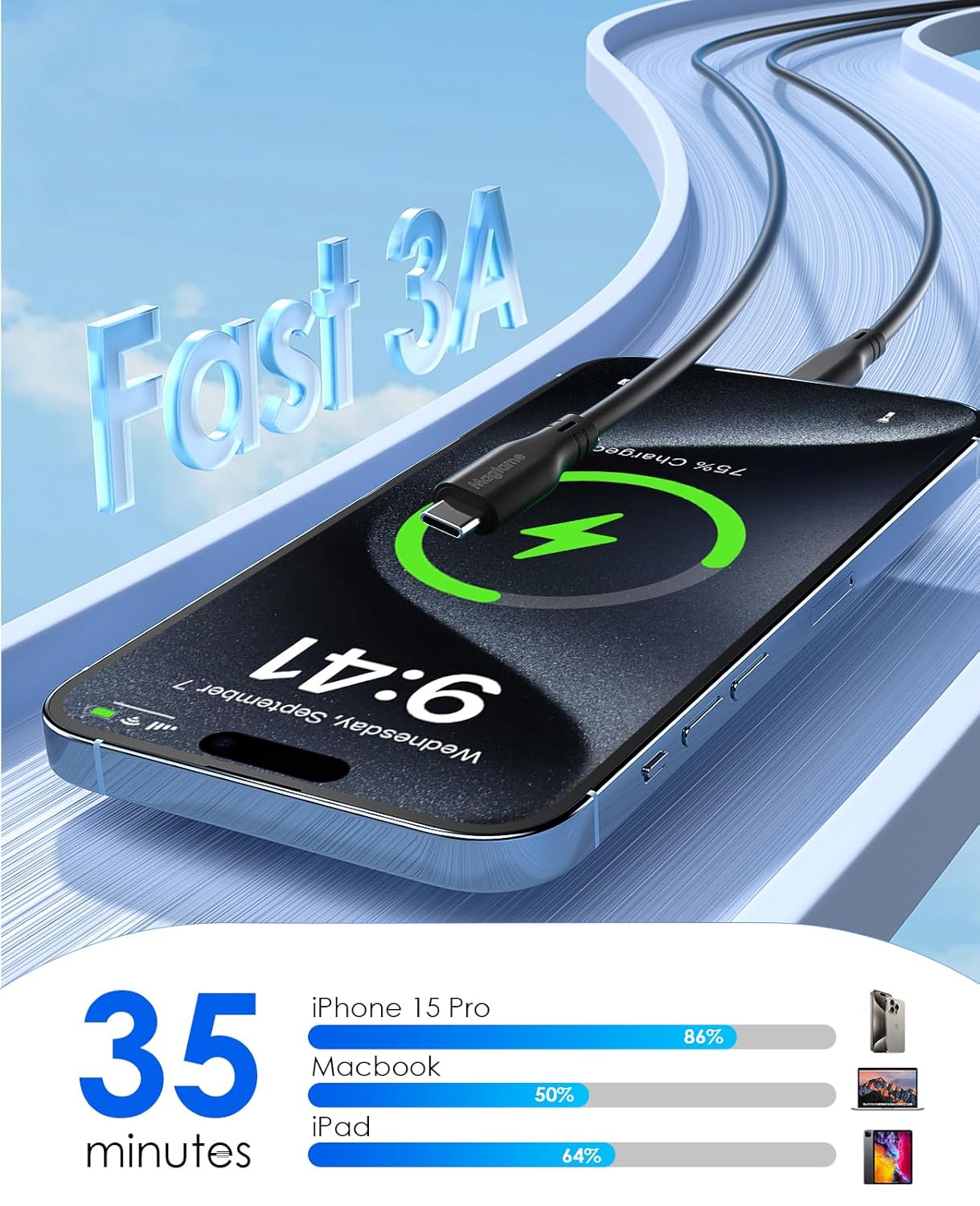 Thumbnail 2 de Magtame Cable USB C Magnético 60W, Carga Rápida y Sin Enredos ⚡