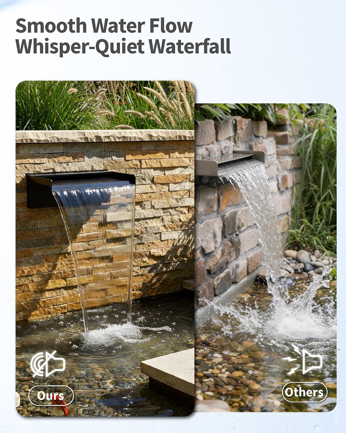 Thumbnail 4 de POPOSOAP 8" Pond Waterfall Spillway Filter Kit with LED Lights (8-inch, 304 Stainless Steel)