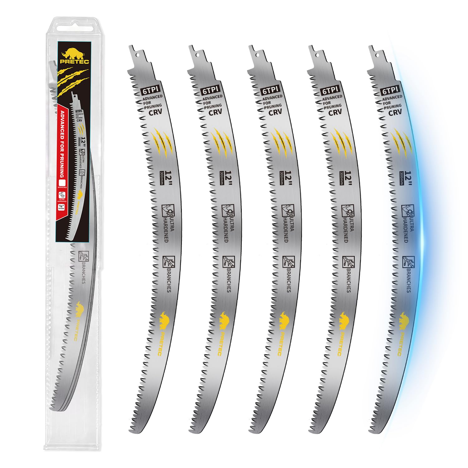 Detalle de PRETEC B1-DE-12IN-WMJT-5PCS 12-Inch 6TPI Arc Edge Reciprocating Saw Blades, 5-Pack