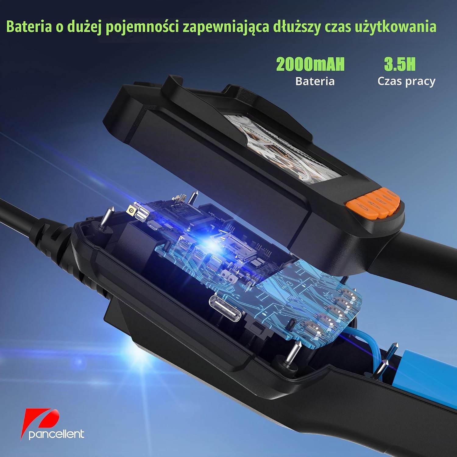 Detalle de Pancellent G20M 1920P – kamera endoskopowa, ekran 2,4″, przewód 5 m, 8 LED