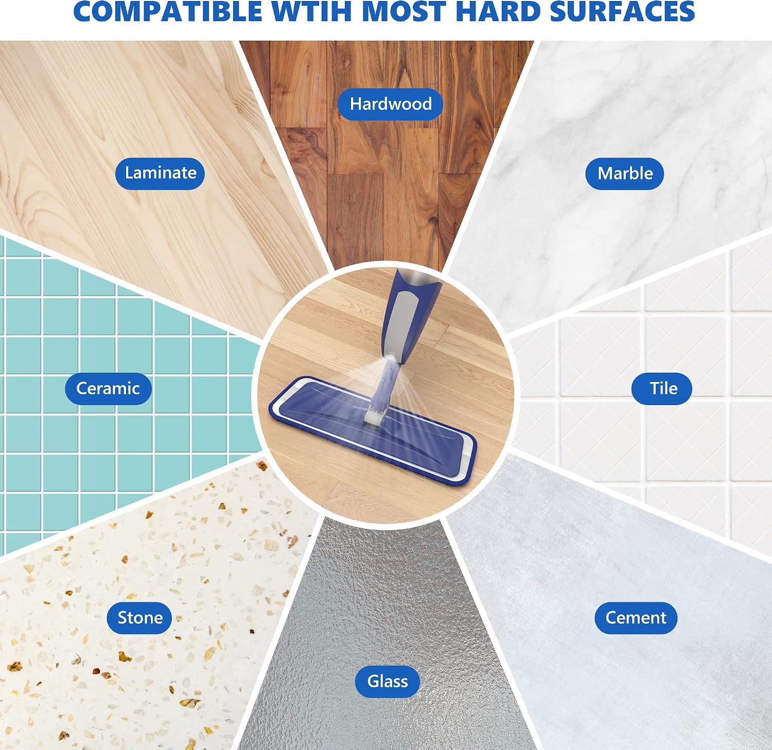 Thumbnail 6 de BPAWA DES-027 Spray Mop with Refillable Bottle and 4 Washable Pads