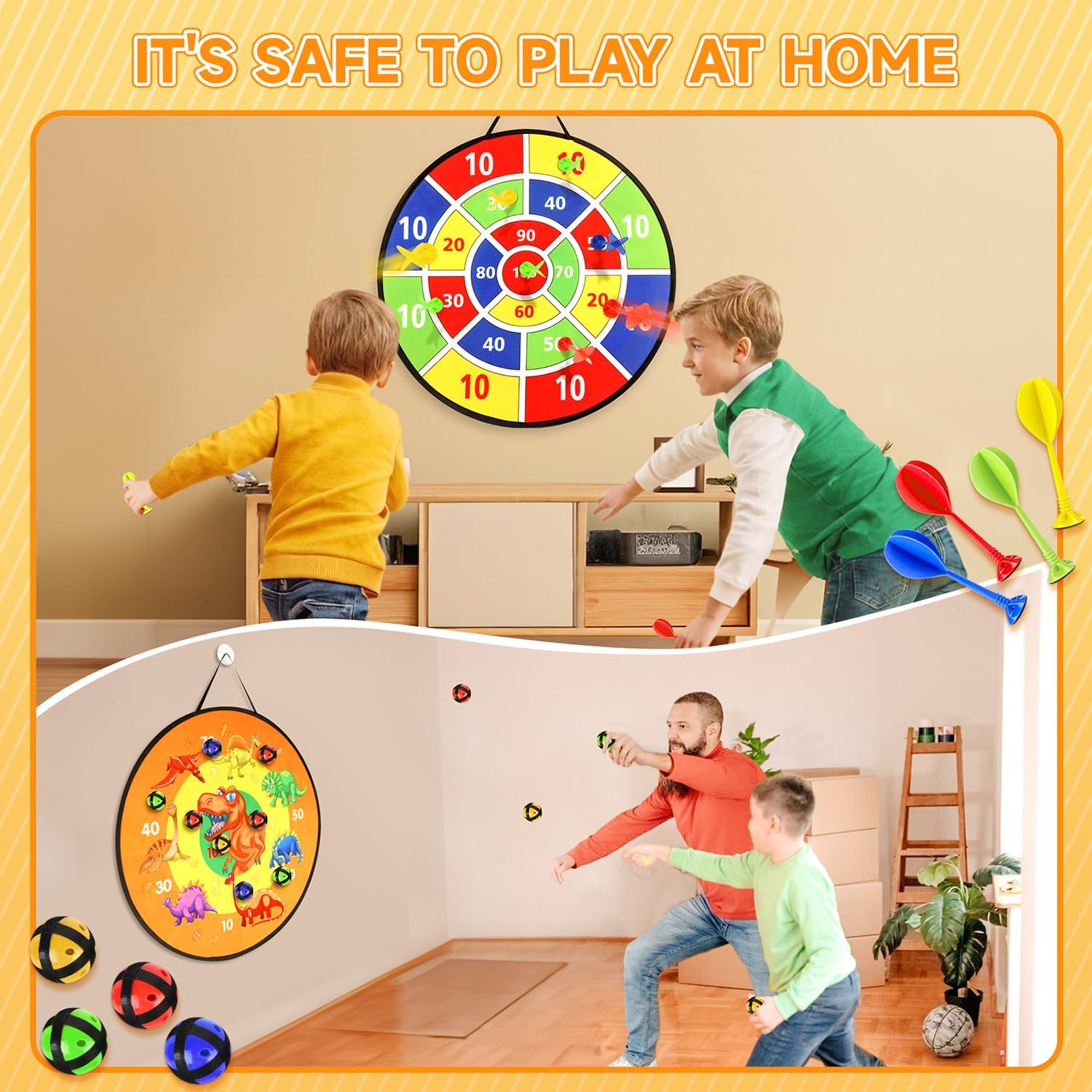 Detalle de Dinosaur Theme 26-inch Dart Board for Kids