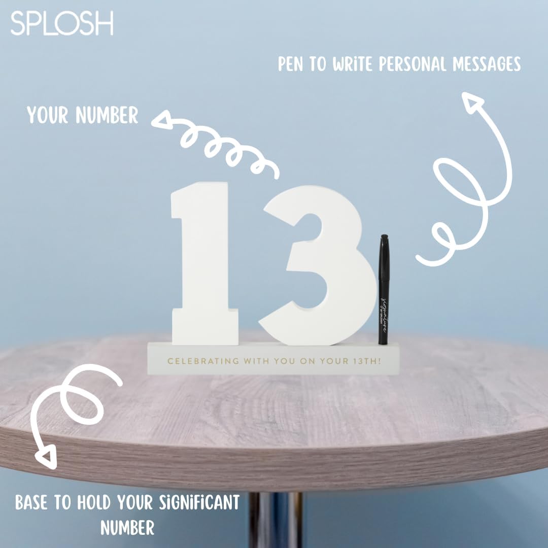 Thumbnail 3 de Splosh 13 Signature Numbers with Stand – personalised 13th birthday decoration with black pen