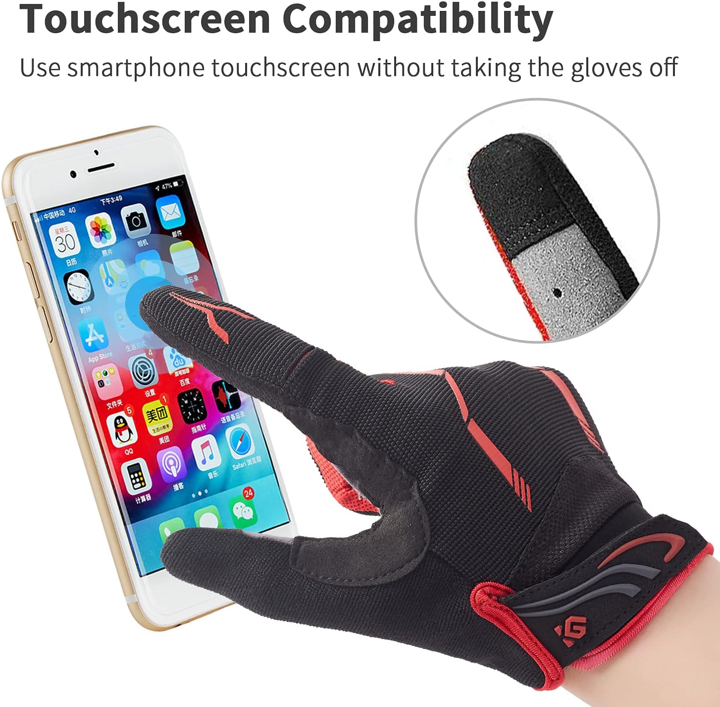 Detalle de I Kua Fly Vollfinger Fahrradhandschuhe – Gel-Dämpfung, Touchscreen-Kompatibilität & MTB-Passung